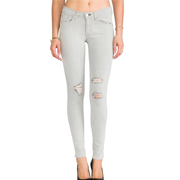 Rag & Bone The Skinny in Surrey Gray with Holes Raw Hem Size 25 - Picture 1 of 14